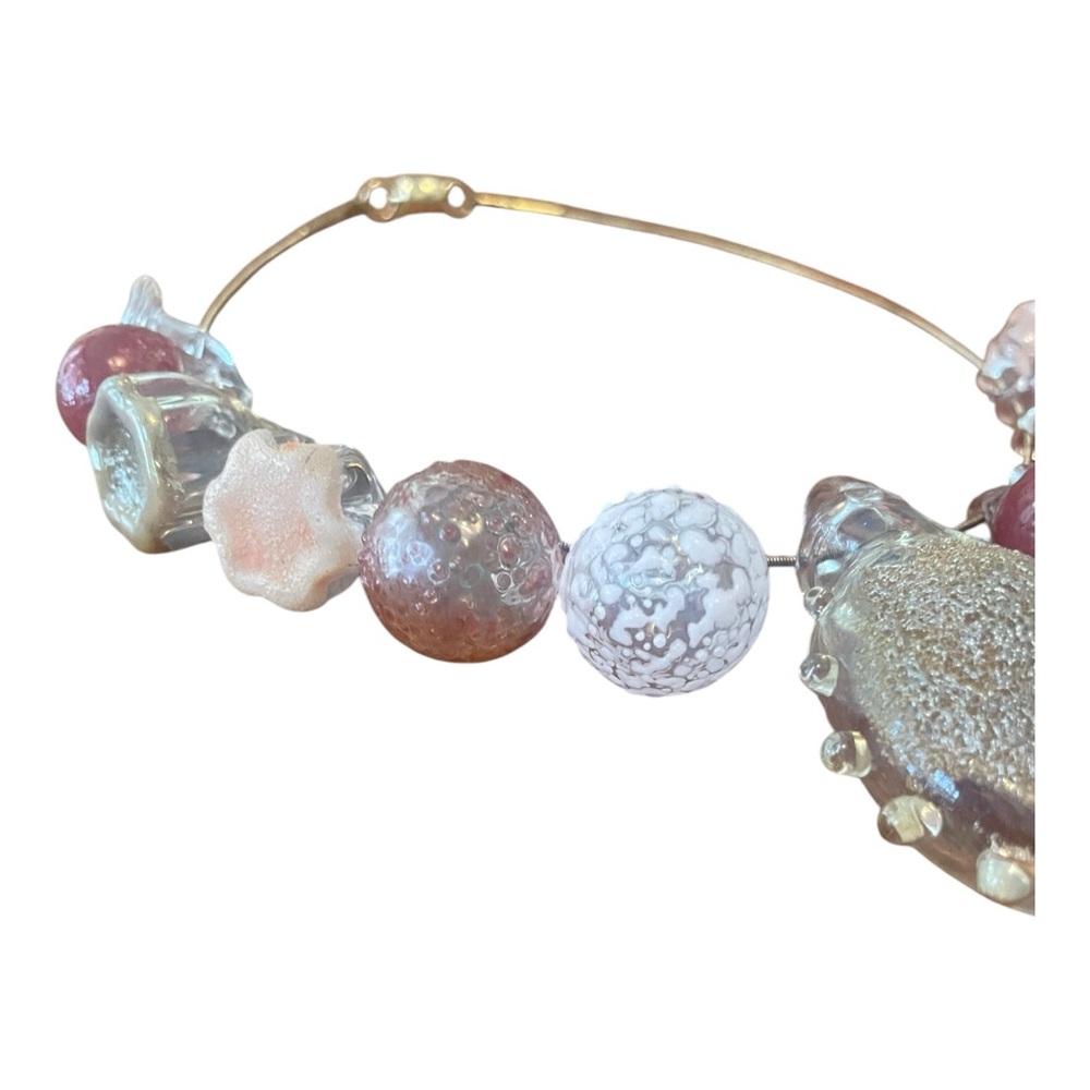 Melissa Schmidt Hand Blown Glass Bead Cluster Collar Choker  Necklace - Picture 3 of 9